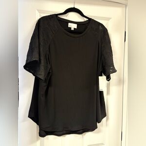 Nordstrom Rack black shirt with sheer sleeves